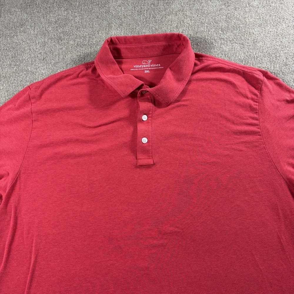 Vineyard Vines Polo Shirt Mens 2XL Dark Pink/Red Classic Fit Golf Preppy - Picture 8 of 8